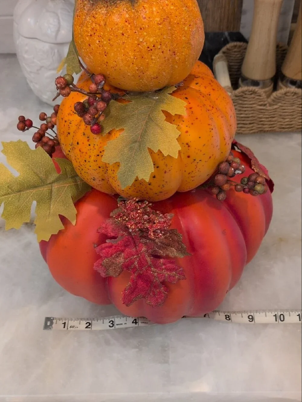 Autumn Stacked Pumpkin Decor - Orange Fall Accent